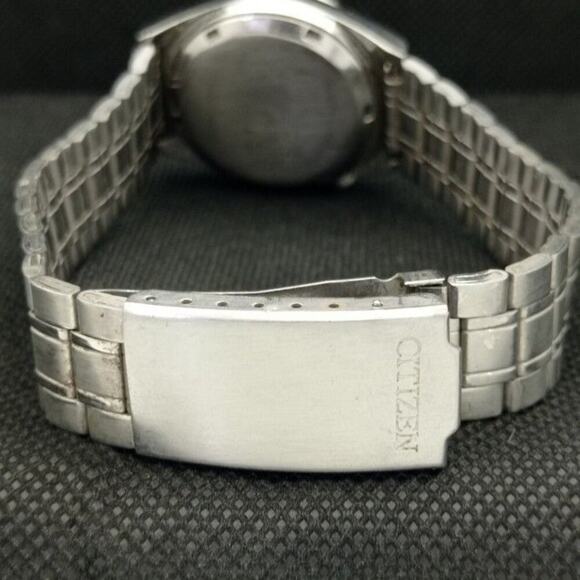 Vintage 1977 Citizen Automatic Mens Silver Watch W/daydate & Blue accents - Picture 2 of 8